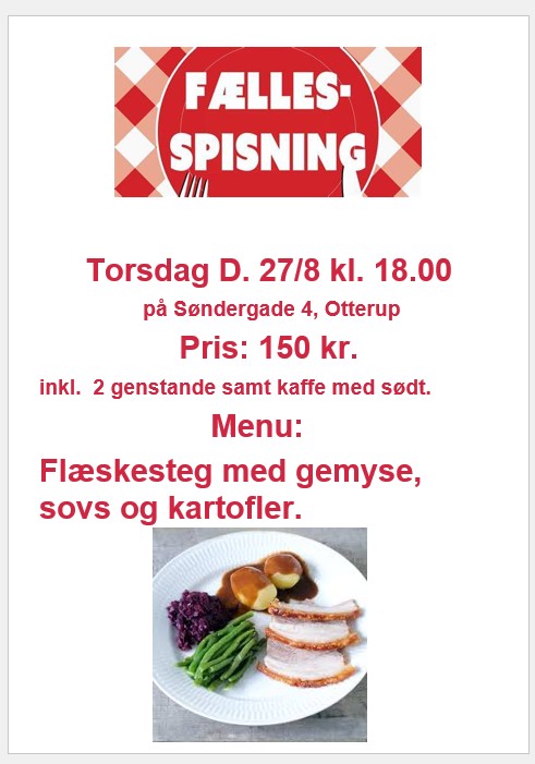Fællesspisning Flæskesteg m. gemyse